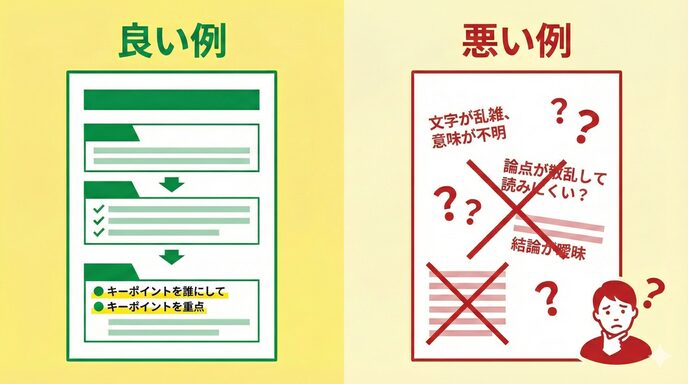 良い例と悪い例の比較