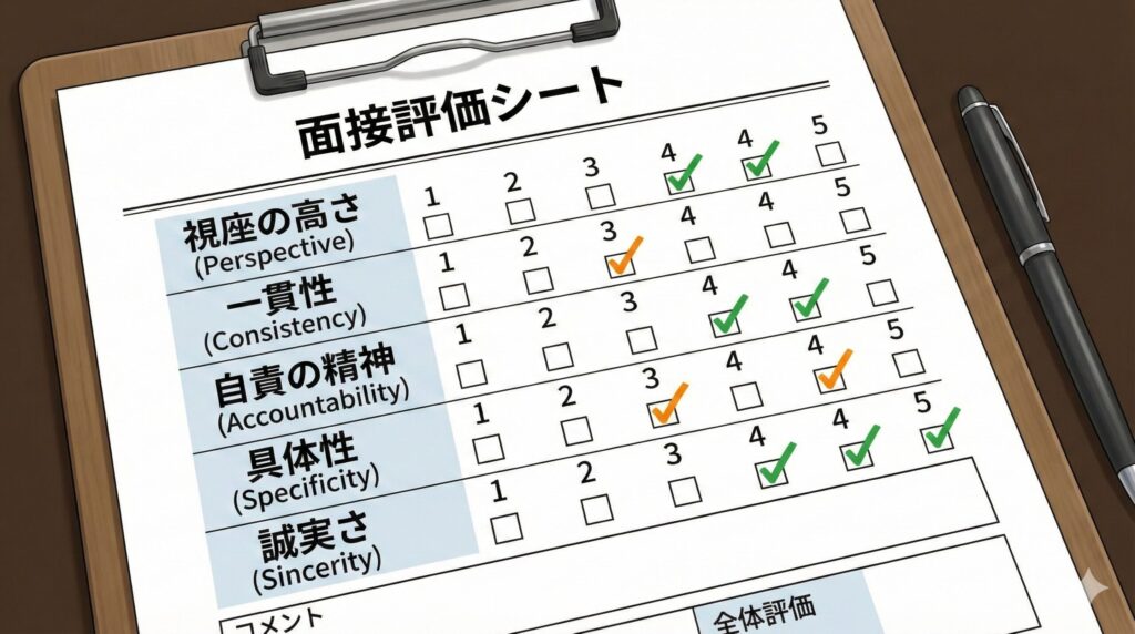面接官の評価シート
