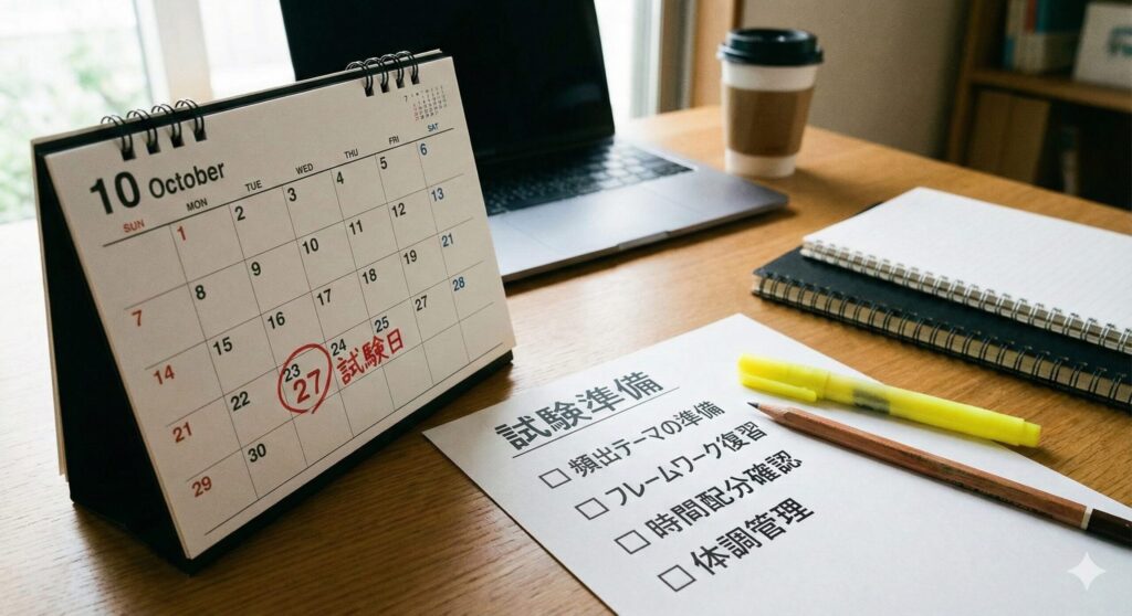 試験直前1週間のチェックリストとカレンダー