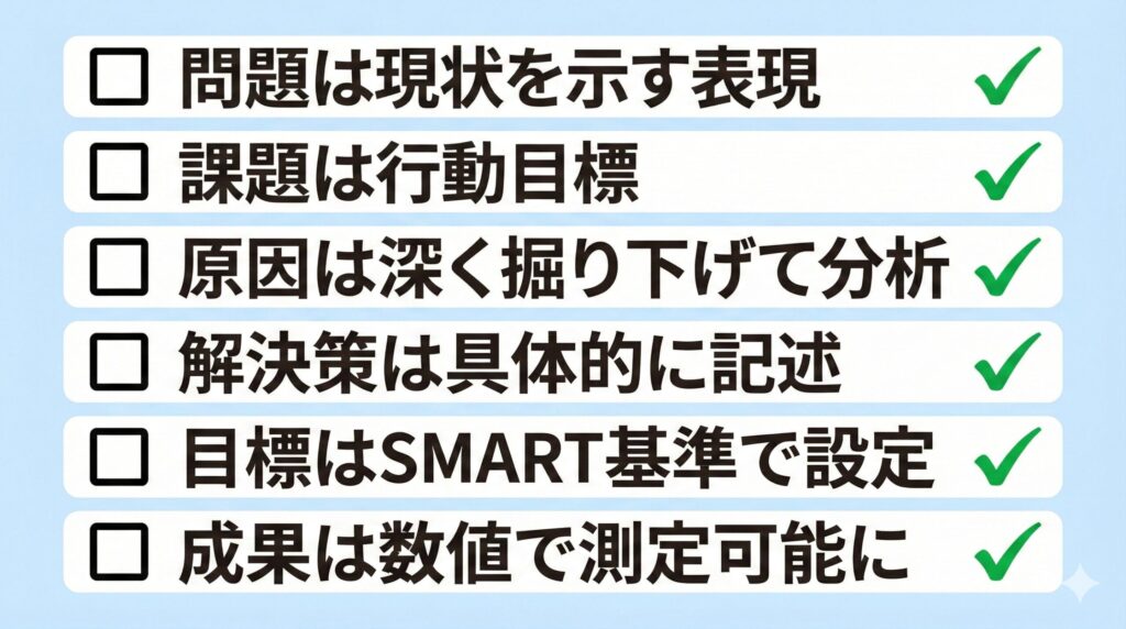 課題と問題の使い分けチェックリスト