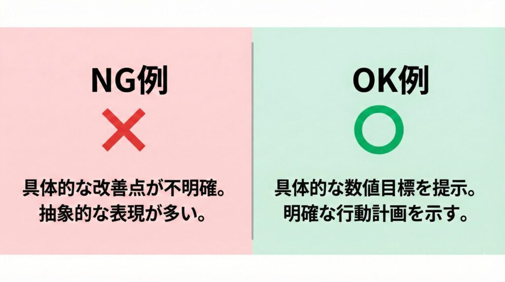 昇格試験での課題と問題のNG例とOK例比較