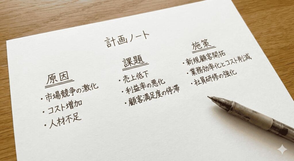 ケーススタディ答案の構成メモ例