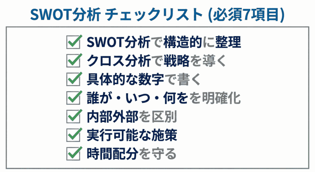 SWOT分析を使ったケーススタディ対策のチェックリスト