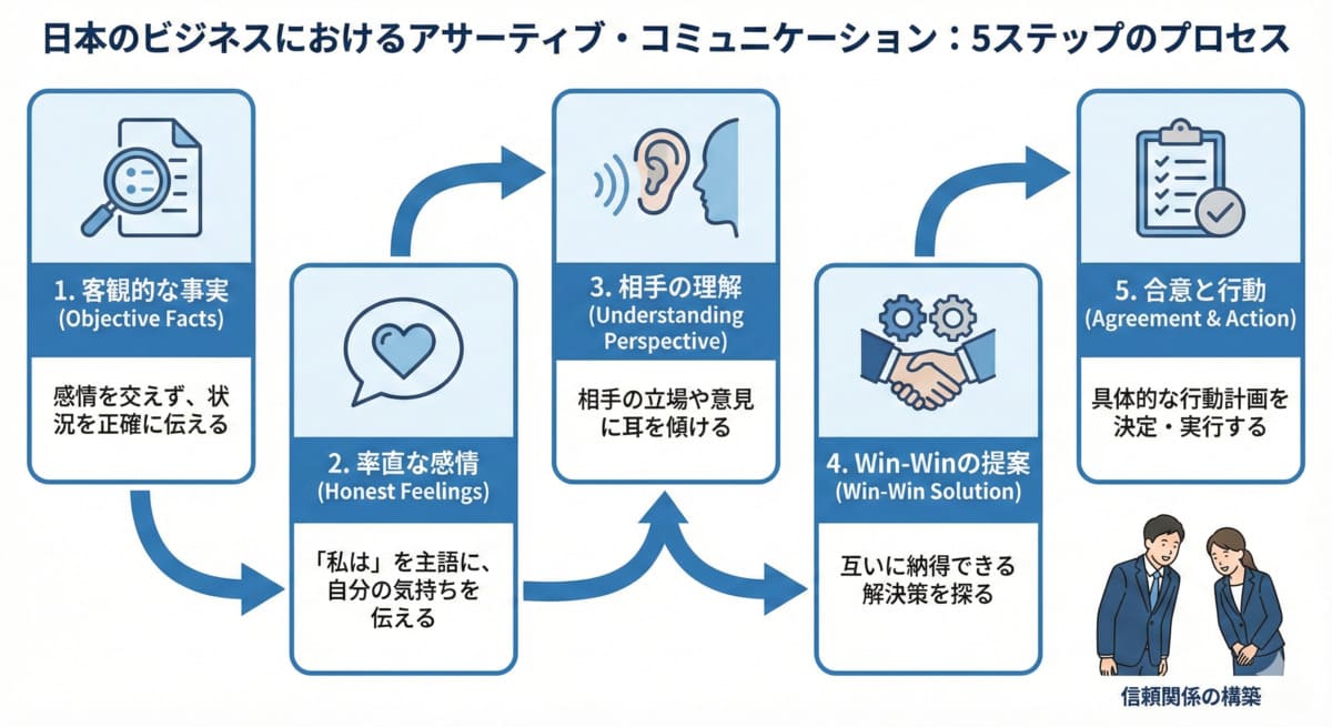 アサーションの5ステップを実践するフローチャート