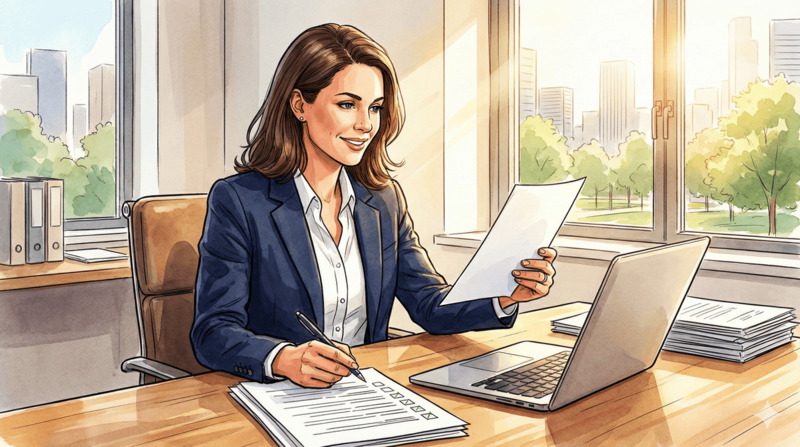 論文チェックリストを使って確認しているビジネスパーソン