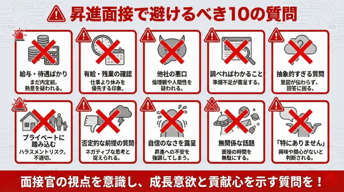 絶対に避けるべきNG逆質問のリスト