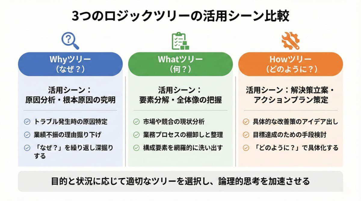 Whyツリー・Whatツリー・Howツリーの使い分け比較表