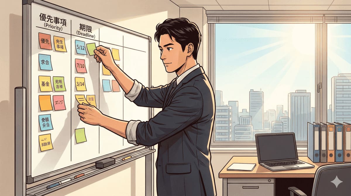 プレイングマネージャーがタスクを整理している様子