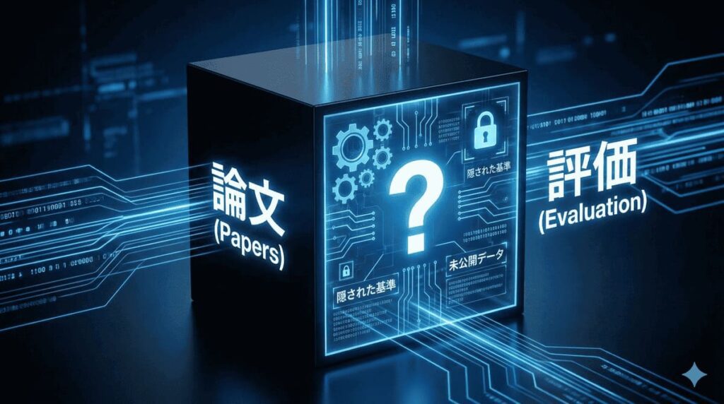 論文評価のブラックボックスを表す概念図
