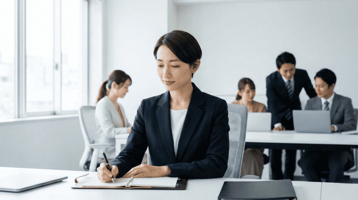 手帳を活用して時間の主導権を握る管理職のイメージ