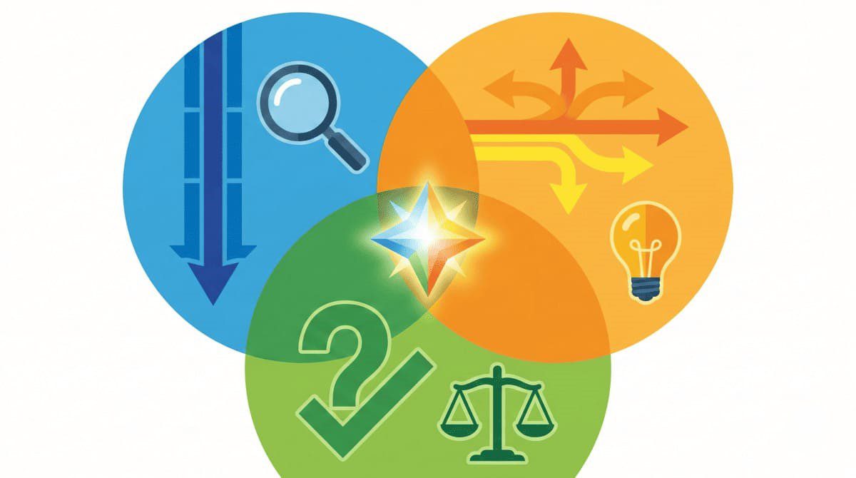 ロジカル・ラテラル・クリティカルシンキングの3つの思考法比較図