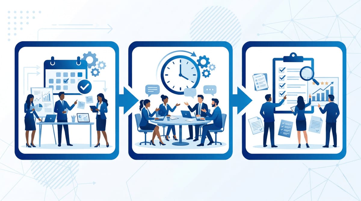 グループ討議の対策3ステップを示すフロー図