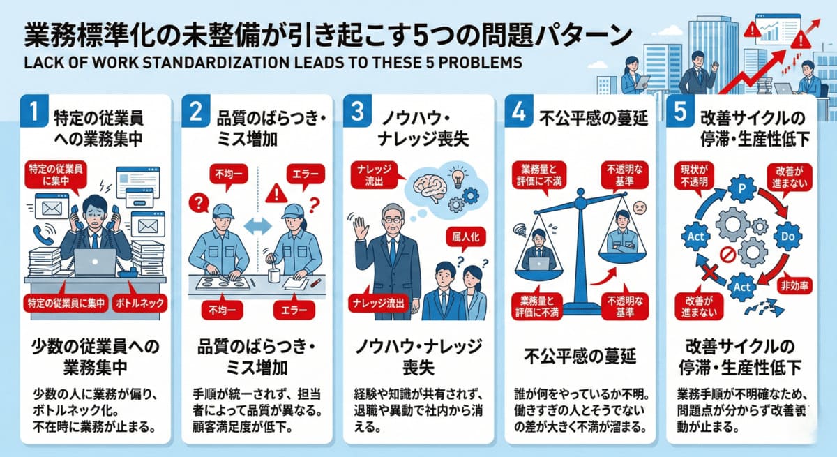 平準化・標準化の未整備が生む5つの問題パターン