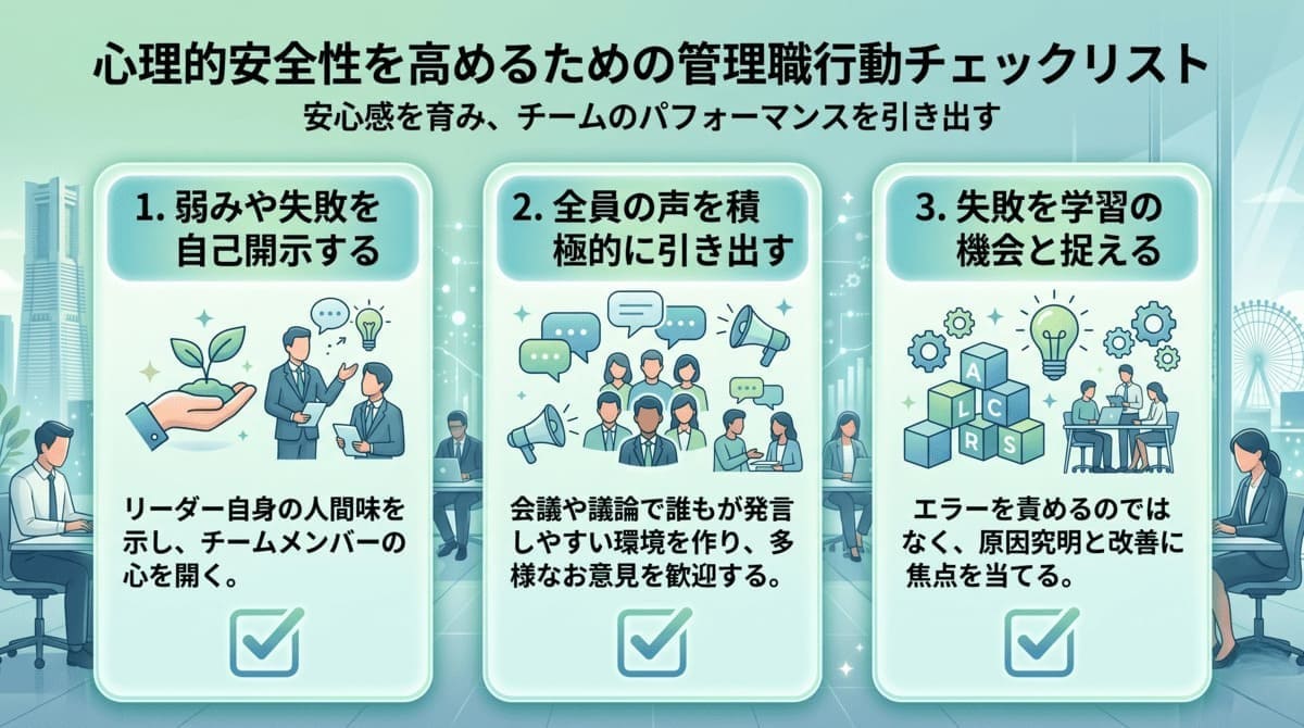 心理的安全性を高める管理職の3つの行動チェックリスト