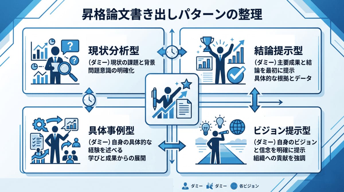 昇格論文の書き出しに使える4つの型を整理したチャート